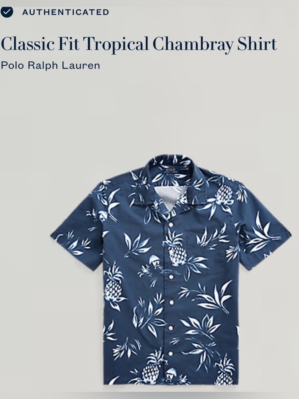 Vintage Polo Ralph Lauren All Over Print Classic Fit Button Down Chambray XL